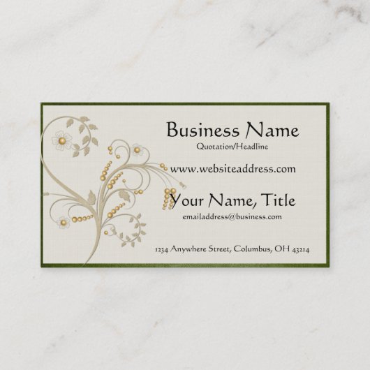 金ゴールドと緑の縁どビジカード 名刺 (正面)