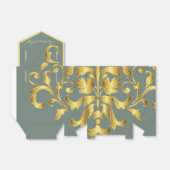 金ゴールドと緑の花嫁ギフトボックス フェイバーボックス (折り畳みなし)