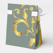 金ゴールドと緑の花嫁ギフトボックス フェイバーボックス (裏面サイド)