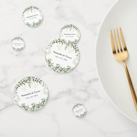 金ゴールドと緑の葉の緑のビンヤード コンフェッティ (グループ)