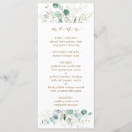 金ゴールドと緑エレガント植物学のメ結婚ニュー メニュー