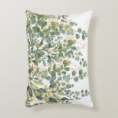 金ゴールドと緑植物ユーカリ葉 アクセントクッション (正面(垂直))