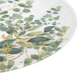 金ゴールドと緑植物ユーカリ葉 カッティングボード (角)