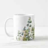 金ゴールドと緑植物ユーカリ葉 コーヒーマグカップ (左)