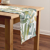 金ゴールドと緑植物ユーカリ葉 ショートテーブルランナー (インサイチュ)