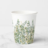 金ゴールドと緑植物ユーカリ葉 紙コップ (裏面)