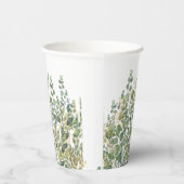 金ゴールドと緑植物ユーカリ葉 紙コップ (右)