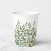 金ゴールドと緑植物ユーカリ葉 紙コップ (正面)