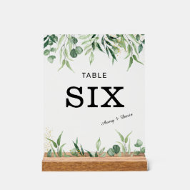 金ゴールドと緑結婚のテーブル番号カード アクリルサイン