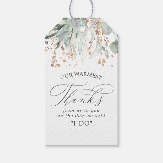 金ゴールドと緑結婚園ありがとう ギフトタグ (正面)