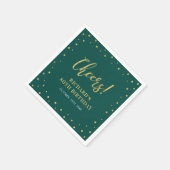 金ゴールドと緑 |大人エレガントの誕生日パーティー スタンダードカクテルナプキン (角)