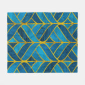 金ゴールドと背景の青グランジいパターン,水色 フリースブランケット (正面(横))