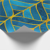 金ゴールドと背景の青グランジいパターン，水色 ラッピングペーパー (角)