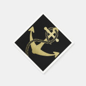 金ゴールドと航海のブラックパーティーナプキン スタンダードカクテルナプキン (角)