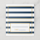 金ゴールドと航海の海軍ストライプの結婚テーブルの場所 プレイスカード (外部開封)