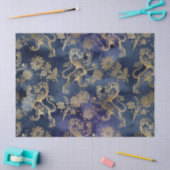 金ゴールドと花が紫色のデコパージュに 薄葉紙 (クラフト)