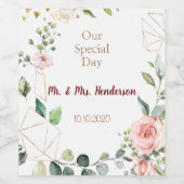 金ゴールドと花のラベルセット ワインラベル (シングルラベル)