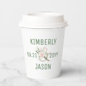 金ゴールドと花アンパ結婚ンサンドのカップル名 紙コップ (裏面)