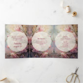 金ゴールドと花キンセアニェラ 三つ折り招待状 (内部)