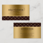金ゴールドと茶色の幾何学的デザイン 名刺 (正面/裏面)