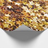 金ゴールドと茶色の星 ラッピングペーパー (角)