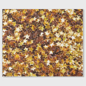 金ゴールドと茶色の星 ラッピングペーパー (フラット)