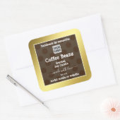 金ゴールドと茶色の製品のパッケージングラベル（ロゴ付き） スクエアシール (封筒)