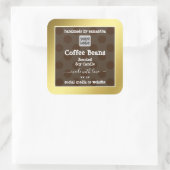 金ゴールドと茶色の製品のパッケージングラベル（ロゴ付き） スクエアシール (バッグ)