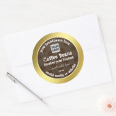 金ゴールドと茶色の製品のパッケージングラベル（ロゴ付き） ラウンドシール (封筒)