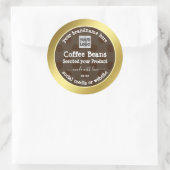 金ゴールドと茶色の製品のパッケージングラベル（ロゴ付き） ラウンドシール (バッグ)