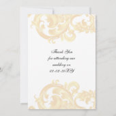 「金ゴールドと茶色」結婚のカーサンキュード 招待状 (裏面)