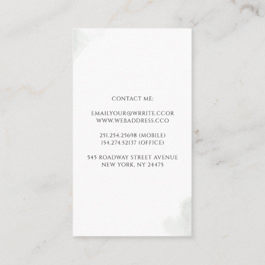 金ゴールドと葉ユーカリーの緑の夢のような色あせた 名刺 (裏面)