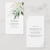 金ゴールドと葉ユーカリーの緑の夢のような色あせた 名刺 (正面/裏面)