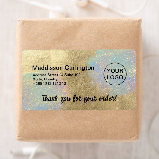 金ゴールドと虹色グリッターテクスチャ出荷 ラベル (インサイチュ)