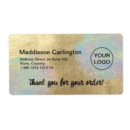 金ゴールドと虹色グリッターテクスチャ出荷 ラベル