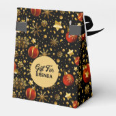 金ゴールドと赤いクリスマスシンボルパターン フェイバーボックス (裏面サイド)