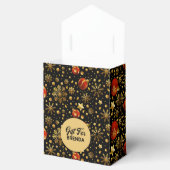 金ゴールドと赤いクリスマスシンボルパターン フェイバーボックス (オープン)