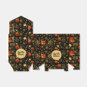 金ゴールドと赤いクリスマスシンボルパターン フェイバーボックス (折り畳みなし)