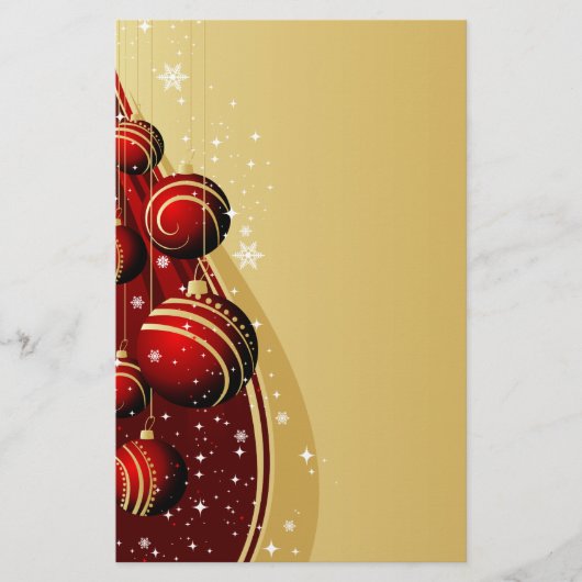 金ゴールドと赤いクリスマスボール 便箋 (正面)