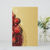 金ゴールドと赤いクリスマスボール 便箋 (スタンド正面)