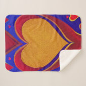 金ゴールドと赤いハートシェルパブランケット シェルパブランケット (正面(横))