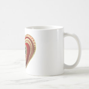 金ゴールドと赤いハート コーヒーマグカップ