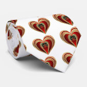 金ゴールドと赤いハート ネクタイ (ロール)