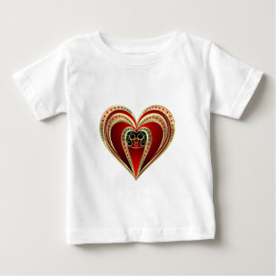 金ゴールドと赤いハート ベビーTシャツ