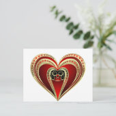 金ゴールドと赤いハート ポストカード (スタンド正面)