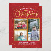 金ゴールドと赤いメリークリスマス シーズンカード (正面/裏面)