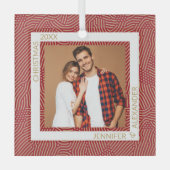 金ゴールドと赤い写真 ガラスオーナメント (正面)