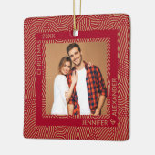 金ゴールドと赤い写真 セラミックオーナメント (左)