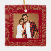金ゴールドと赤い写真 セラミックオーナメント (正面)