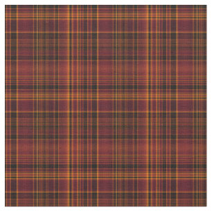 金ゴールドと赤い格子縞の布紅葉パターン ファブリック